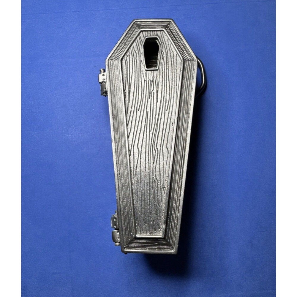 RARE 1997 Great American Products GAP #4414 3D Coffin Skull Pewter Belt Buckle
